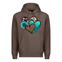 Coffee love turquoise hearts Premium Hoodie - Jasminsmagicworld