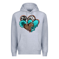 Heather Grey love turquoise hearts Premium Hoodie - Jasminsmagicworld