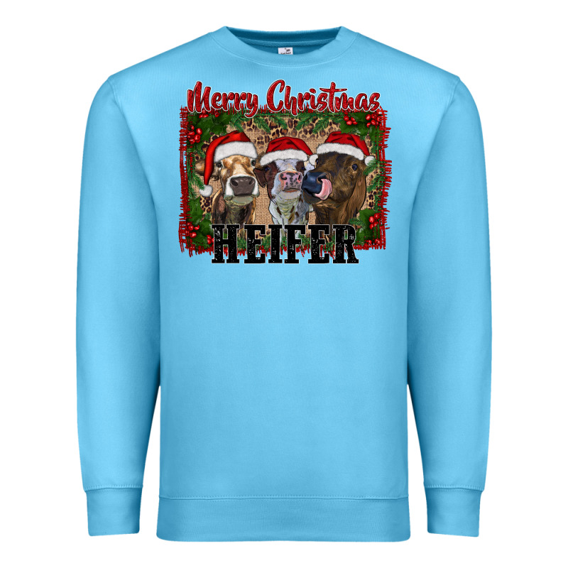 Merry Christmas Heifer Premium Sweatshirt by RanaPortraitStore | Teevron