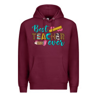 Burgundy best teacher ever Premium Hoodie - BundleAndBundleShop