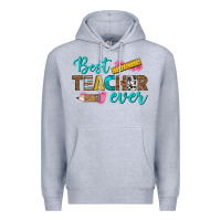 Heather Grey best teacher ever Premium Hoodie - BundleAndBundleShop
