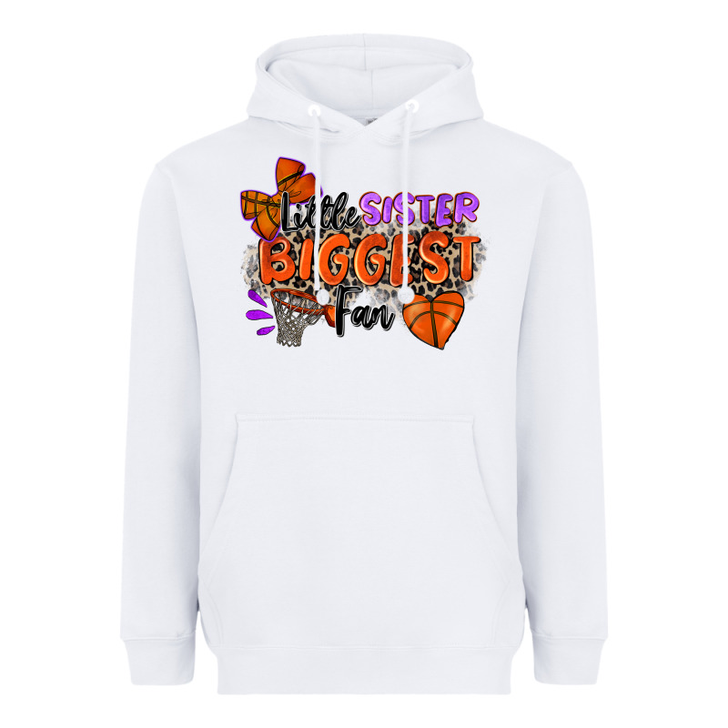 Little Sister Biggest Fan Basketball Heavyweight Hoodie by Zillion Design Studio | Teevron