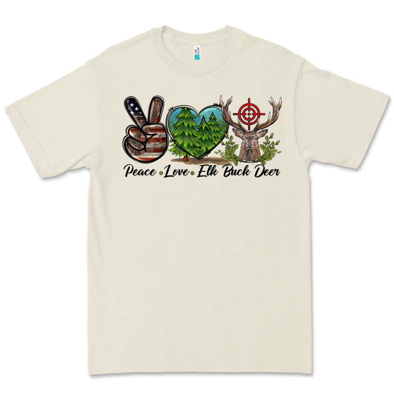 Peace Love Elk Buck Deer Premium Tee by LillyAllenDesigns | Teevron