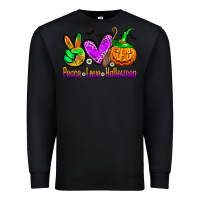 Black peace love halloween Premium Sweatshirt - Zillion Design Studio