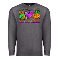 Charcoal Heather peace love halloween Premium Sweatshirt - Zillion Design Studio