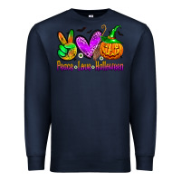 Navy peace love halloween Premium Sweatshirt - Zillion Design Studio
