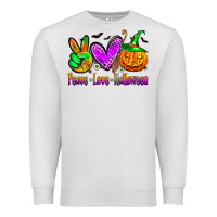 Oatmeal Heather peace love halloween Premium Sweatshirt - Zillion Design Studio