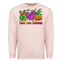 Pale Pink peace love halloween Premium Sweatshirt - Zillion Design Studio