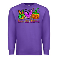 Purple peace love halloween Premium Sweatshirt - Zillion Design Studio