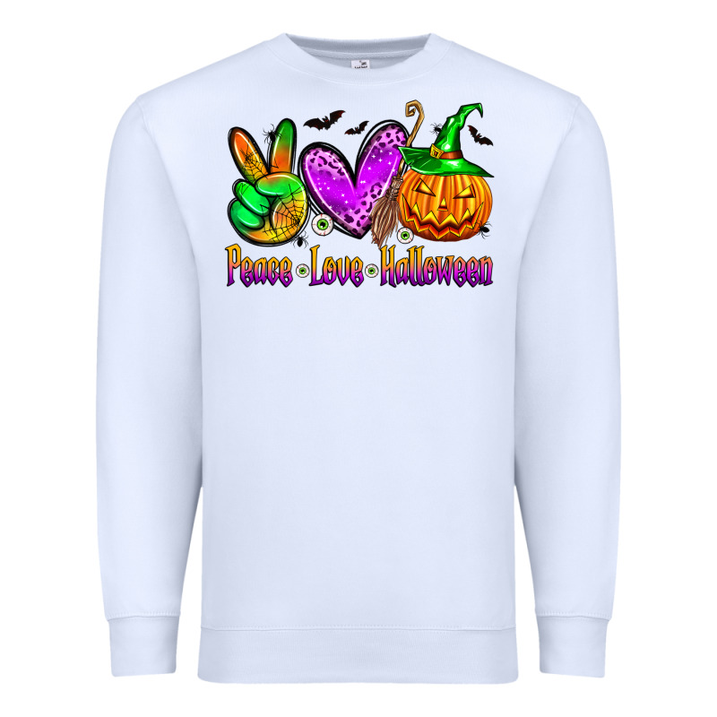 Peace Love Halloween Premium Sweatshirt by Zillion Design Studio | Teevron