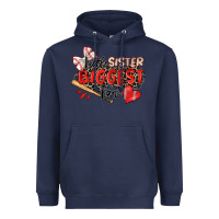 Navy little sister biggest fan baseball Heavyweight Hoodie - Zillion Design Studio