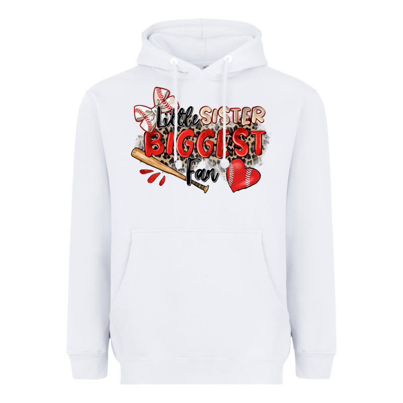 Little Sister Biggest Fan Baseball Heavyweight Hoodie by Zillion Design Studio | Teevron