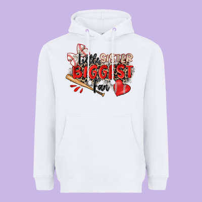 Little Sister Biggest Fan Baseball Heavyweight Hoodie Designed By Zillion Design Studio