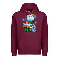 Burgundy snowman cupcake Premium Hoodie - AdoDesignShop