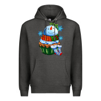 Charcoal Heather snowman cupcake Premium Hoodie - AdoDesignShop