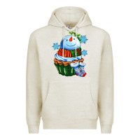 Oatmeal Heather snowman cupcake Premium Hoodie - AdoDesignShop