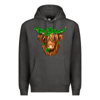 Charcoal Heather St. Patrick’s Day Long Hair Shaggy Cow Premium Hoodie - Jasminsmagicworld