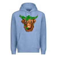 Colony Blue St. Patrick’s Day Long Hair Shaggy Cow Premium Hoodie - Jasminsmagicworld