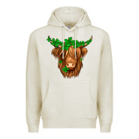 Oatmeal Heather St. Patrick’s Day Long Hair Shaggy Cow Premium Hoodie - Jasminsmagicworld