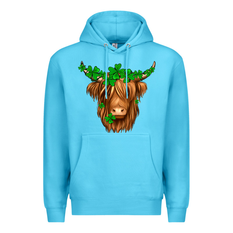 St. Patrick’s Day Long Hair Shaggy Cow Premium Hoodie by Jasminsmagicworld | Teevron