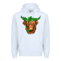 White St. Patrick’s Day Long Hair Shaggy Cow Premium Hoodie - Jasminsmagicworld