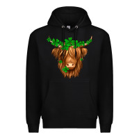 Black St. Patrick’s Day Long Hair Shaggy Cow Premium Hoodie - Jasminsmagicworld