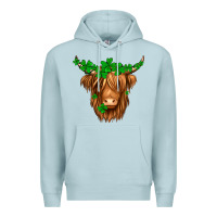 Blue Mist St. Patrick’s Day Long Hair Shaggy Cow Premium Hoodie - Jasminsmagicworld