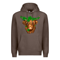 Coffee St. Patrick’s Day Long Hair Shaggy Cow Premium Hoodie - Jasminsmagicworld