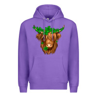 Purple St. Patrick’s Day Long Hair Shaggy Cow Premium Hoodie - Jasminsmagicworld
