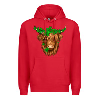 Red St. Patrick’s Day Long Hair Shaggy Cow Premium Hoodie - Jasminsmagicworld