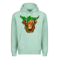 Seafoam St. Patrick’s Day Long Hair Shaggy Cow Premium Hoodie - Jasminsmagicworld