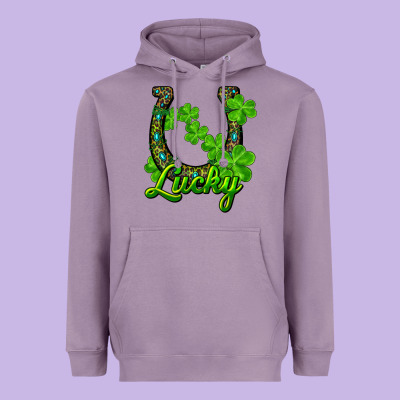 Heavyweight Hoodie Lucky shamrock horseshoe