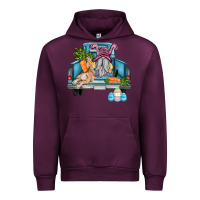 Mauve Wine easter truck with gnome and rabbit Urban Hoodie - AdoDesignShop