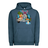 Pigment Midnight Navy easter truck with gnome and rabbit Urban Hoodie - AdoDesignShop