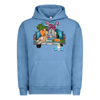 Pigment Pebble Blue easter truck with gnome and rabbit Urban Hoodie - AdoDesignShop