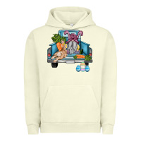 Pigment Pistachio easter truck with gnome and rabbit Urban Hoodie - AdoDesignShop