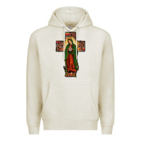 Oatmeal Heather our lady of Guadalupe cross Premium Hoodie - JahusDesignShop