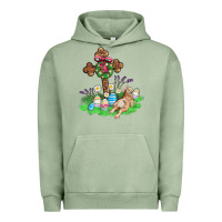 Pigment Oil Green religious easter bunny cross Urban Hoodie - AdoDesignShop