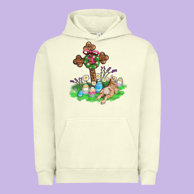 Religious Easter Bunny Cross Urban Hoodie Designed By Adodesignshop