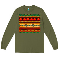 Army Green thunderbird bullskull Aztec pattern Long Sleeve Tee - BarkalooDesign