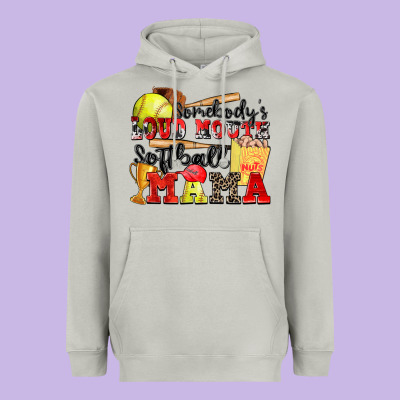 Somebody's Loud Mouth Softball Mama Heavyweight Hoodie Designed By Zillion Design Studio