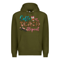 Army Green coffee teach repeat Premium Hoodie - BundleAndBundleShop