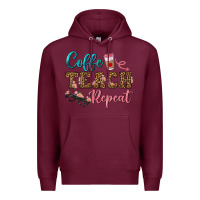Burgundy coffee teach repeat Premium Hoodie - BundleAndBundleShop