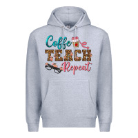 Heather Grey coffee teach repeat Premium Hoodie - BundleAndBundleShop