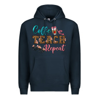 Navy coffee teach repeat Premium Hoodie - BundleAndBundleShop