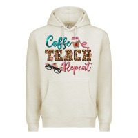 Oatmeal Heather coffee teach repeat Premium Hoodie - BundleAndBundleShop