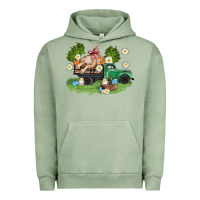 Pigment Oil Green easter truck with bunny Urban Hoodie - AdoDesignShop