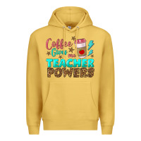 Antique Gold coffee gives me teacher powers Premium Hoodie - BundleAndBundleShop