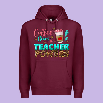 Coffee Gives Me Teacher Powers Premium Hoodie Designed By Bundleandbundleshop