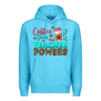 Ocean Blue coffee gives me teacher powers Premium Hoodie - BundleAndBundleShop